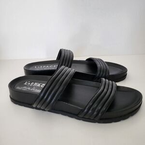 MATISSE X L SPACE Lucia Slides Womens 9 Black Leather Casual Sandals Minimalist